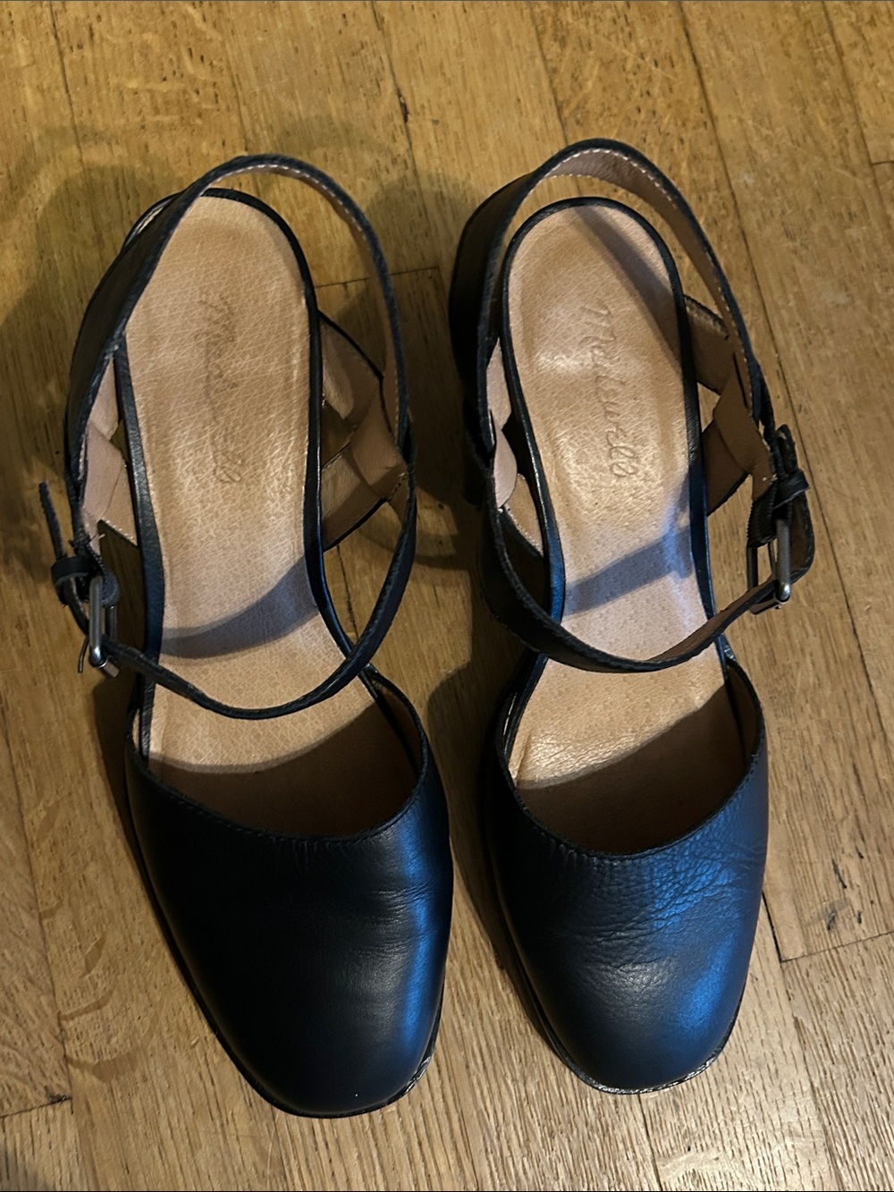 Madewell Black The Claudie Leather Block Heel Mary Jane Ankle Strap 10 - Picture 7 of 9